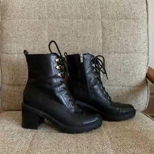Marc Fisher Leather Lace Up Combat Boot